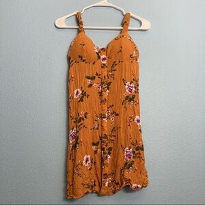 American Eagle Floral Mini Sun Dress - Mustard Yellow - Sz Sm
